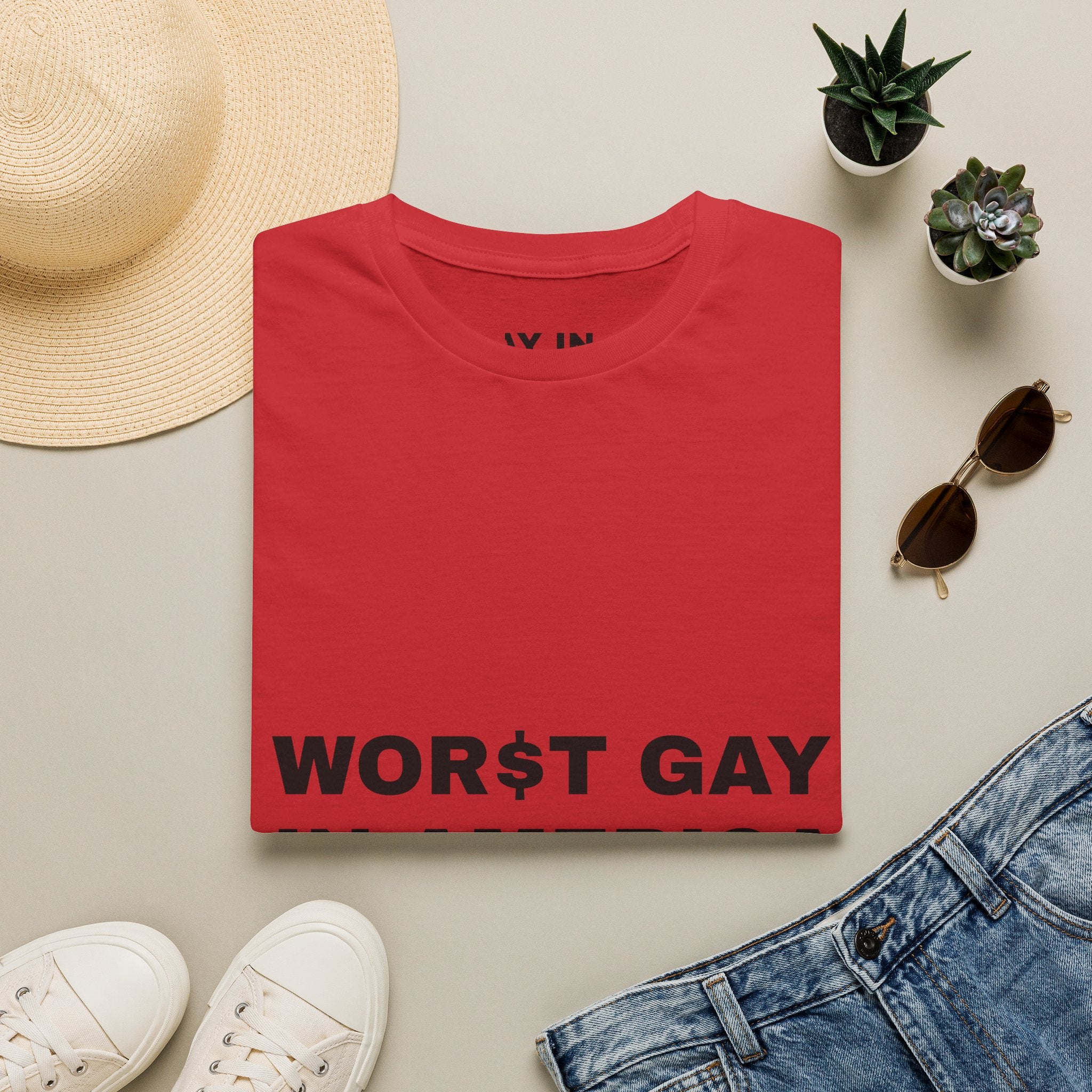 T-Shirt — "Worst Gay in America" Graphic Tee