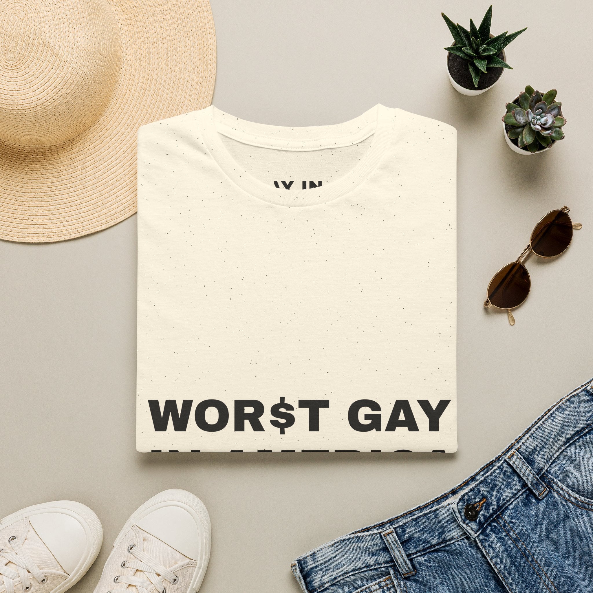 T-Shirt — "Worst Gay in America" Graphic Tee