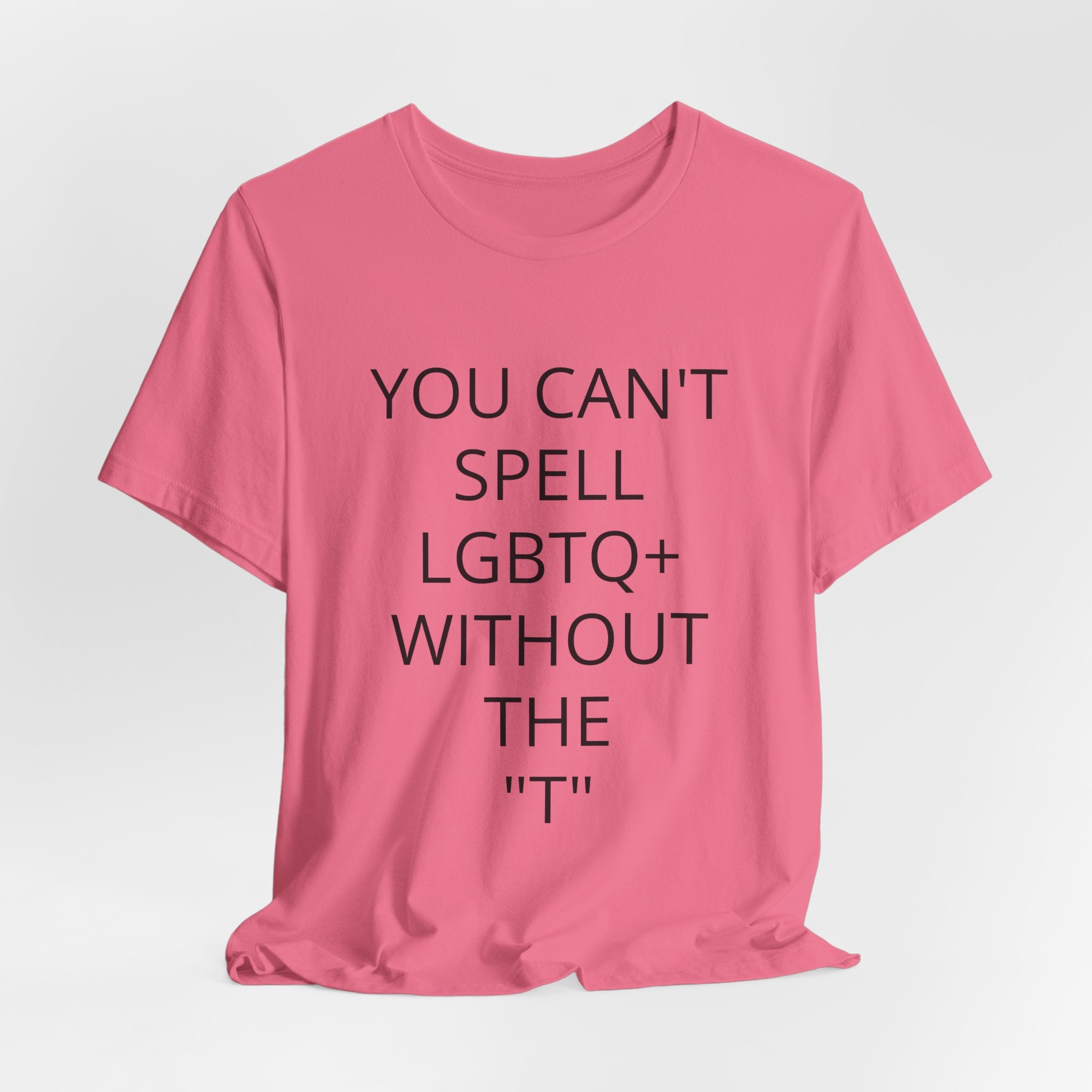 T-Shirt — "You Can't Spell LGBTQ Without the T" Minimal Pride Tee