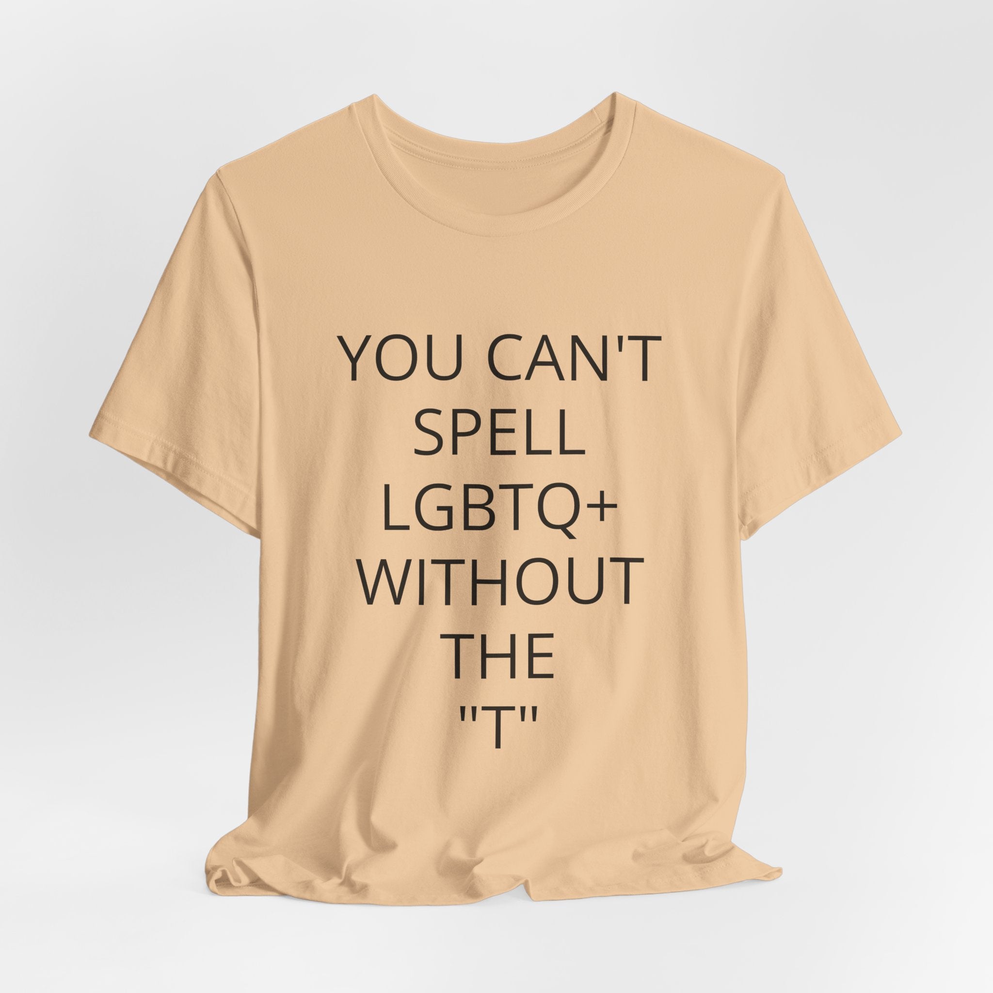 T-Shirt — "You Can't Spell LGBTQ Without the T" Minimal Pride Tee
